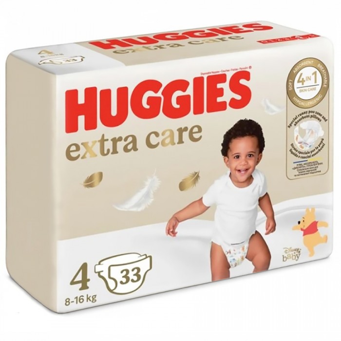 Подгузники детские Huggies Extra Care, размер 4 (8–16 кг), 33 шт - 